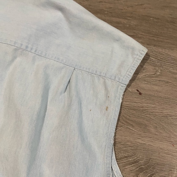 Vintage Mickey Mouse Outfit Change Denim Chambray Sleeveless Button Down - Picture 8 of 9